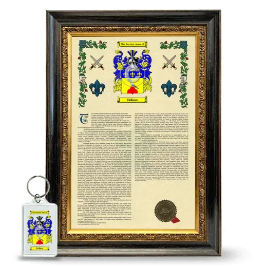 Defaux Framed Armorial History and Keychain - Heirloom