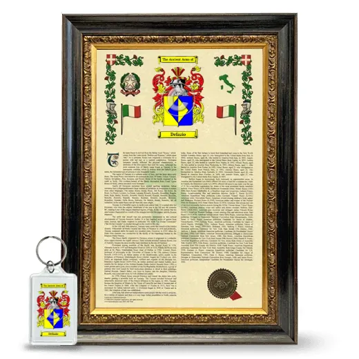Defazio Framed Armorial History and Keychain - Heirloom