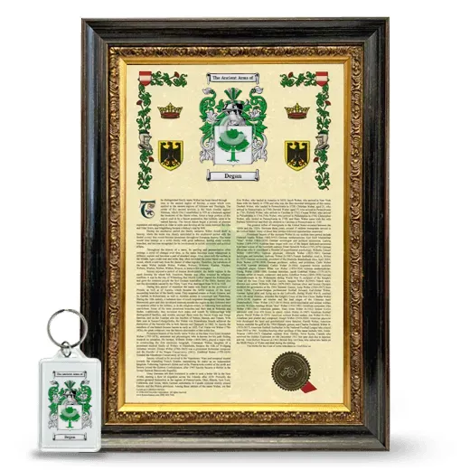 Degan Framed Armorial History and Keychain - Heirloom