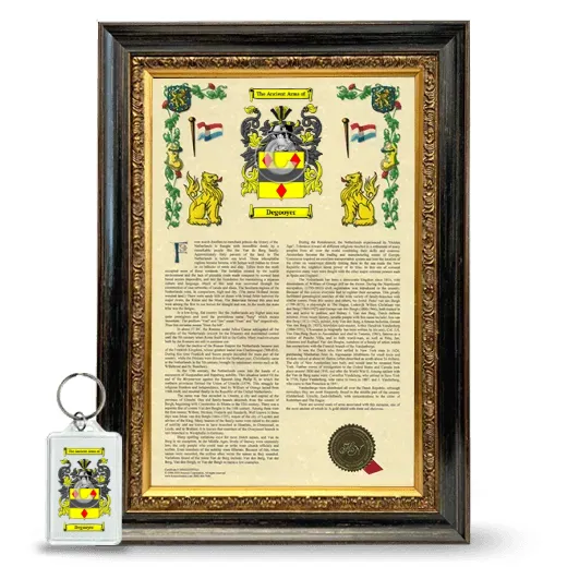Degooyer Framed Armorial History and Keychain - Heirloom