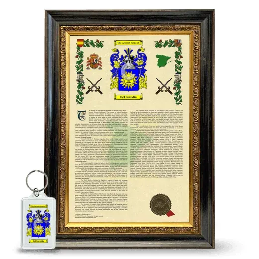 Del buendia Framed Armorial History and Keychain - Heirloom
