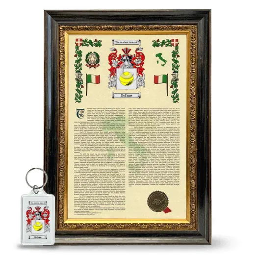 Del'ano Framed Armorial History and Keychain - Heirloom