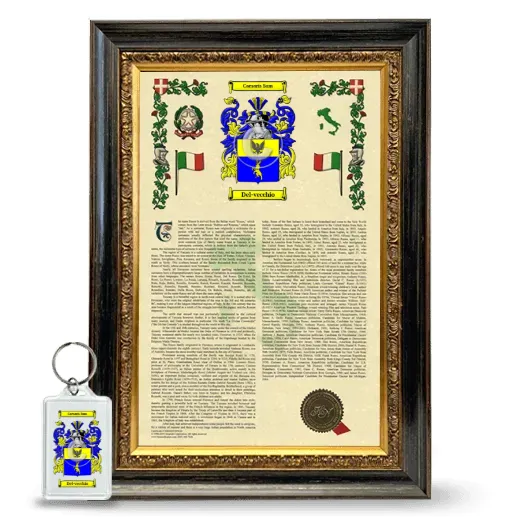 Del-vecchio Framed Armorial History and Keychain - Heirloom