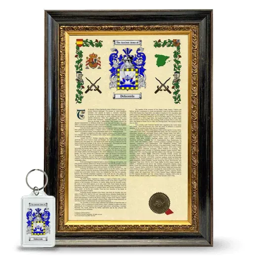 Delacerda Framed Armorial History and Keychain - Heirloom
