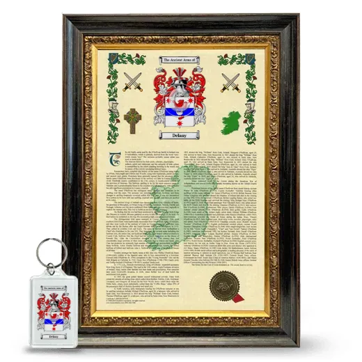 Delany Framed Armorial History and Keychain - Heirloom