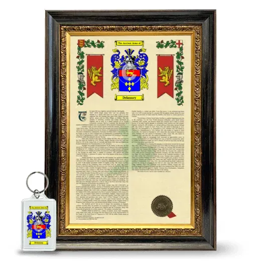 Delauney Framed Armorial History and Keychain - Heirloom