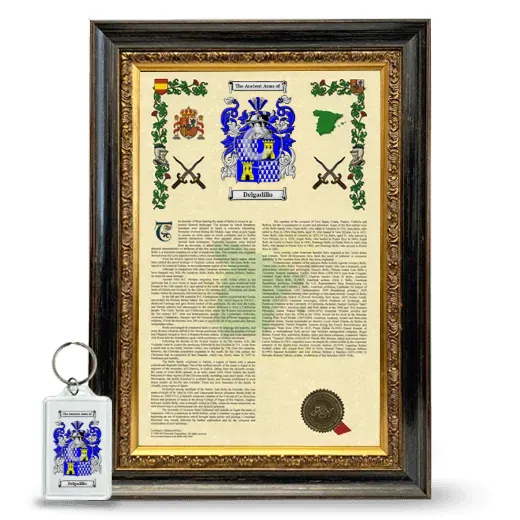 Delgadillo Framed Armorial History and Keychain - Heirloom