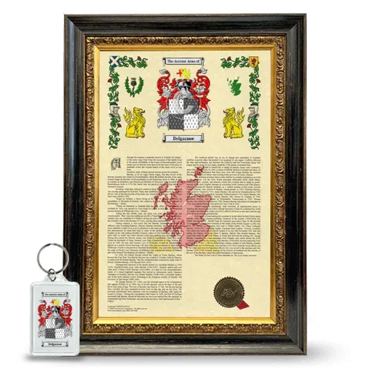 Delgarnoe Framed Armorial History and Keychain - Heirloom