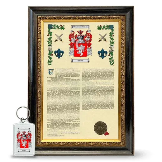 Dellac Framed Armorial History and Keychain - Heirloom