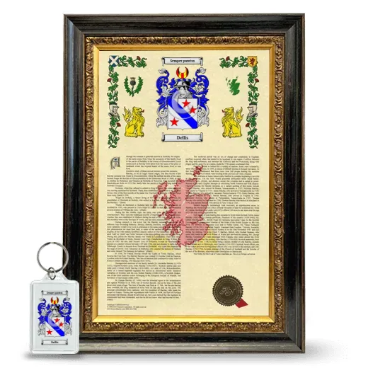 Dellis Framed Armorial History and Keychain - Heirloom