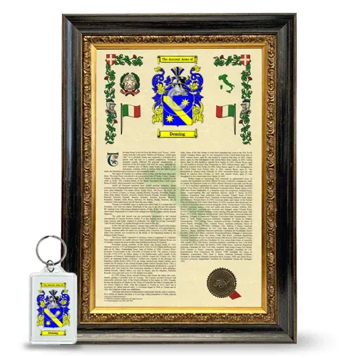 Deming Framed Armorial History and Keychain - Heirloom