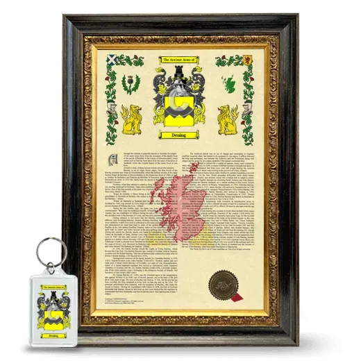 Dening Framed Armorial History and Keychain - Heirloom