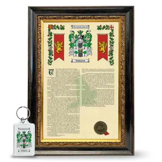 Denington Framed Armorial History and Keychain - Heirloom