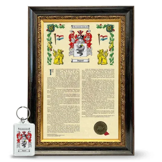 Depoel Framed Armorial History and Keychain - Heirloom
