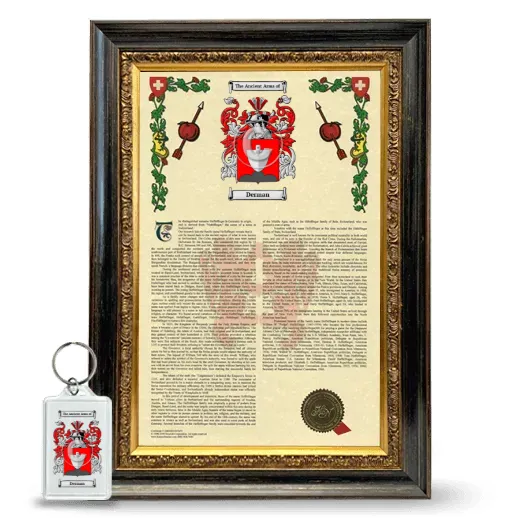 Derman Framed Armorial History and Keychain - Heirloom
