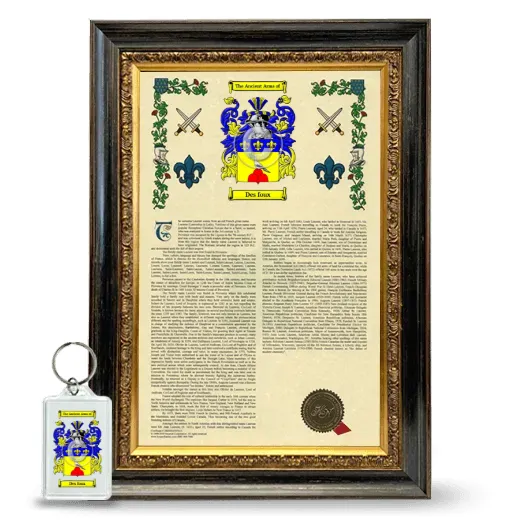 Des foux Framed Armorial History and Keychain - Heirloom