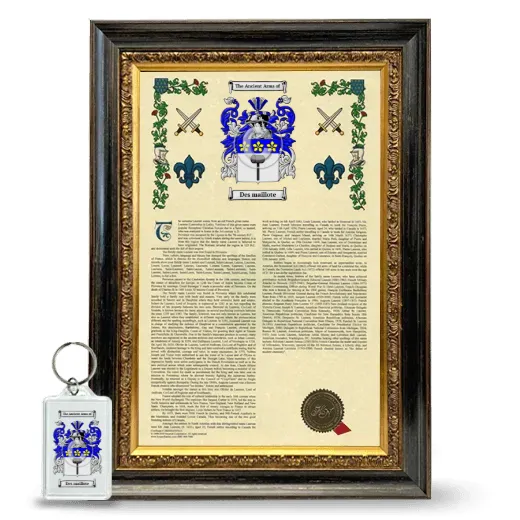 Des maillote Framed Armorial History and Keychain - Heirloom