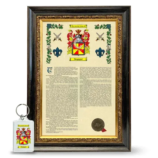 Desgagné Framed Armorial History and Keychain - Heirloom