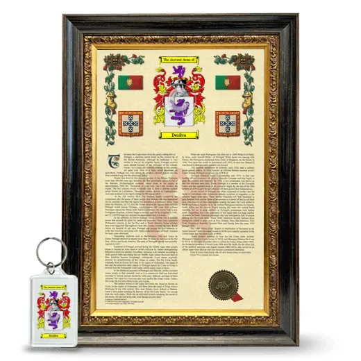Desilva Framed Armorial History and Keychain - Heirloom