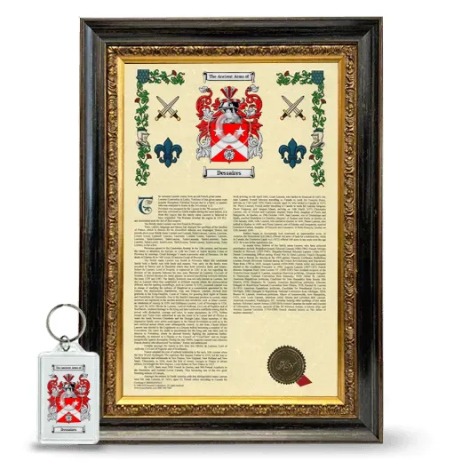 Dessaires Framed Armorial History and Keychain - Heirloom