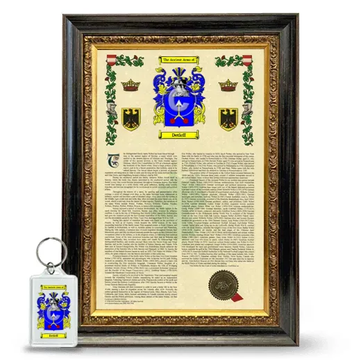Detleff Framed Armorial History and Keychain - Heirloom