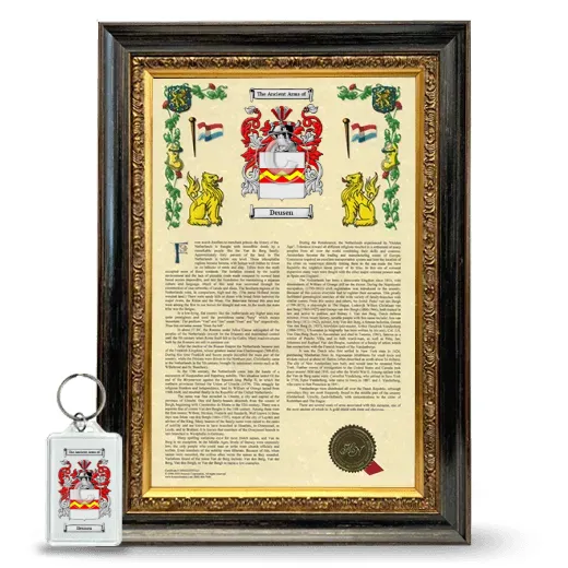 Deusen Framed Armorial History and Keychain - Heirloom