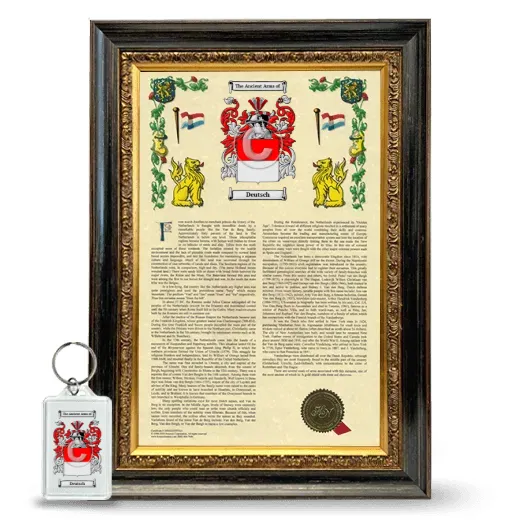 Deutsch Framed Armorial History and Keychain - Heirloom