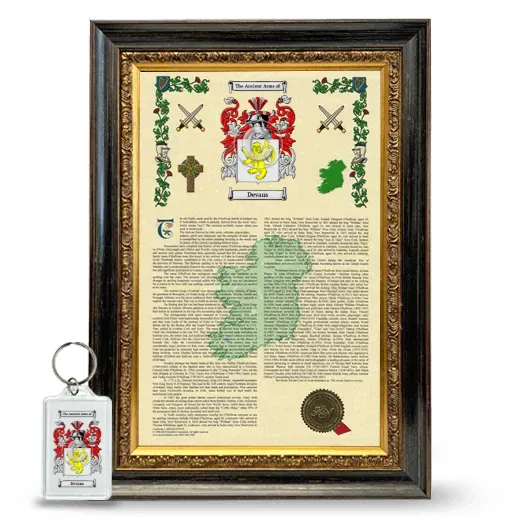 Devans Framed Armorial History and Keychain - Heirloom