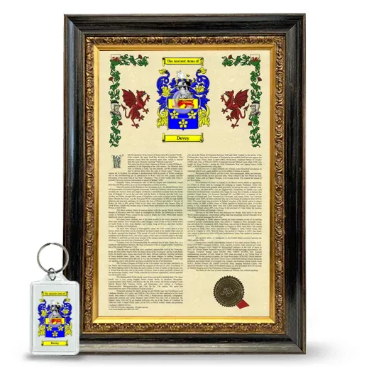 Devey Framed Armorial History and Keychain - Heirloom