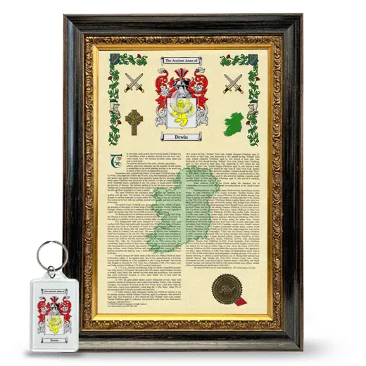 Dewin Framed Armorial History and Keychain - Heirloom