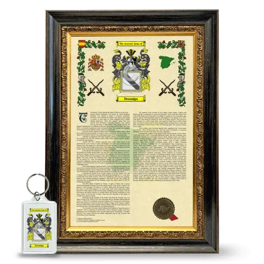 Dezuniga Framed Armorial History and Keychain - Heirloom
