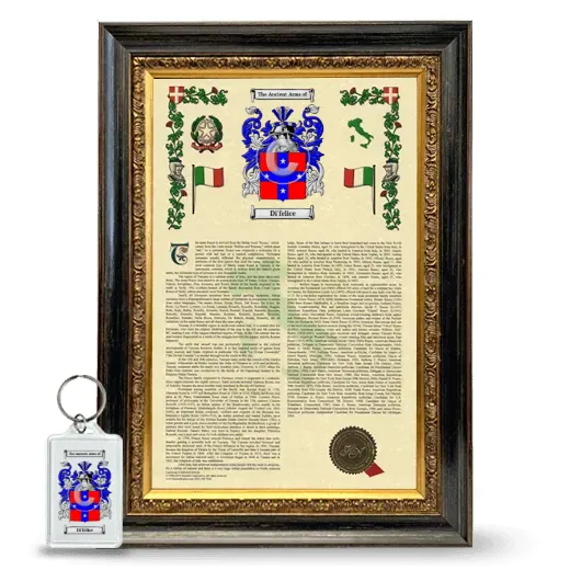 Di'felice Framed Armorial History and Keychain - Heirloom