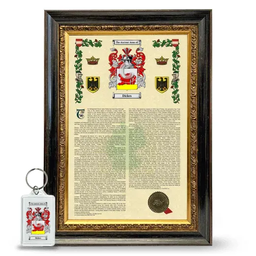 Dickes Framed Armorial History and Keychain - Heirloom