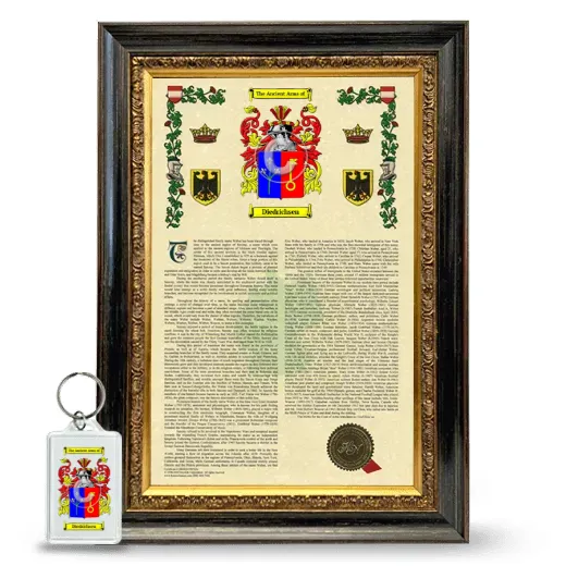 Diedrichsen Framed Armorial History and Keychain - Heirloom