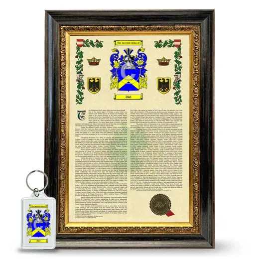 Diel Framed Armorial History and Keychain - Heirloom
