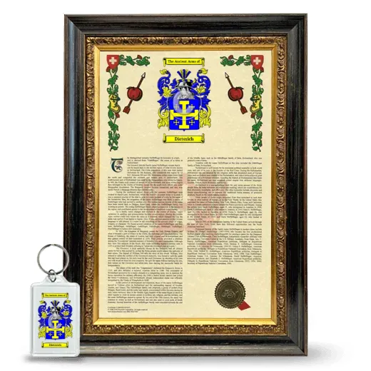 Dieterich Framed Armorial History and Keychain - Heirloom