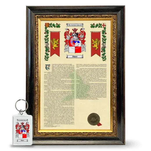 Dimer Framed Armorial History and Keychain - Heirloom