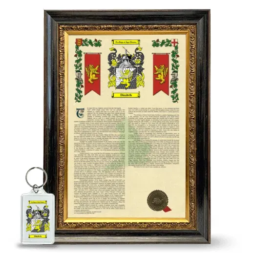 Dimitch Framed Armorial History and Keychain - Heirloom