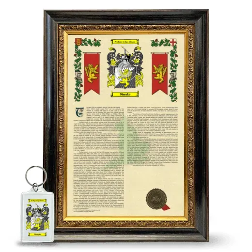 Dimyke Framed Armorial History and Keychain - Heirloom
