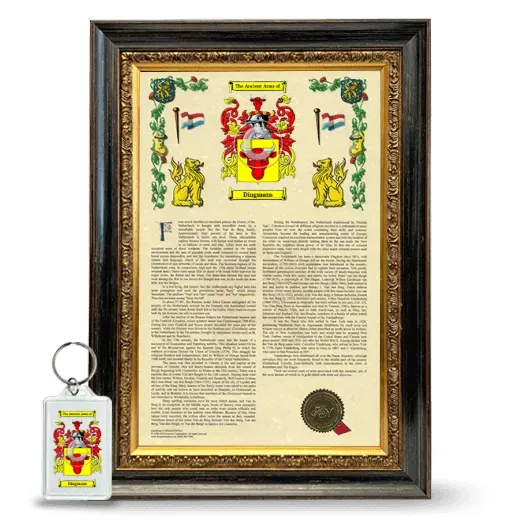 Dingmans Framed Armorial History and Keychain - Heirloom