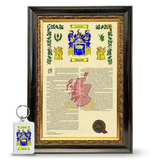 Dingwald Framed Armorial History and Keychain - Heirloom
