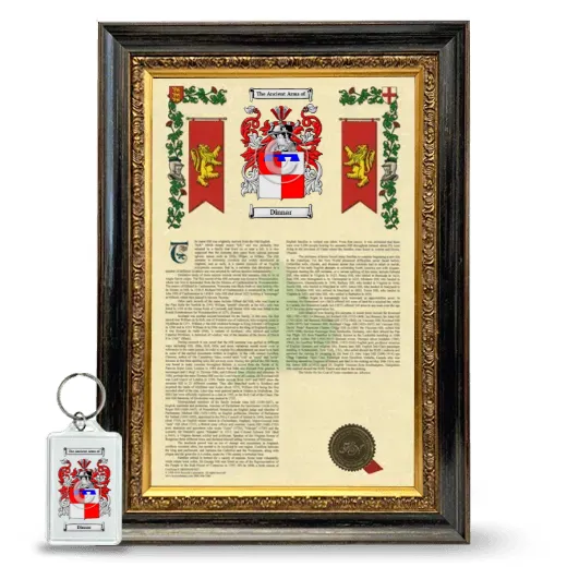 Dinnar Framed Armorial History and Keychain - Heirloom