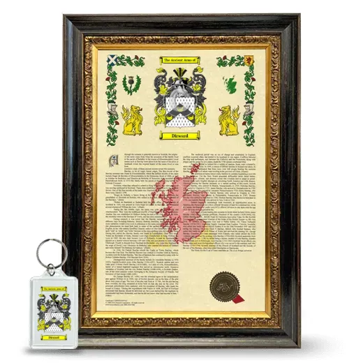 Dirward Framed Armorial History and Keychain - Heirloom