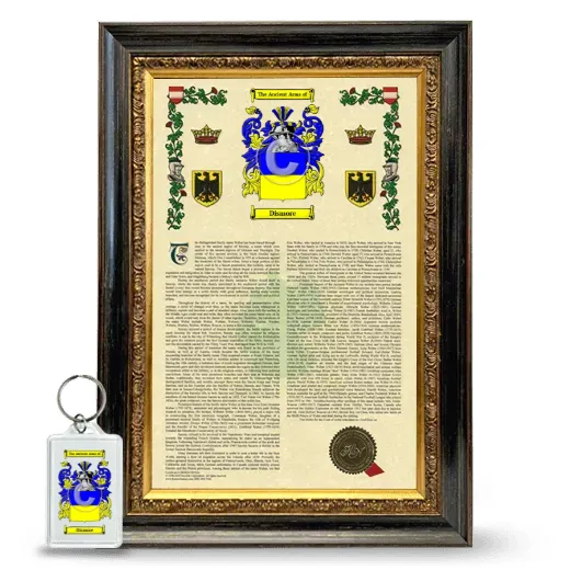 Dismore Framed Armorial History and Keychain - Heirloom
