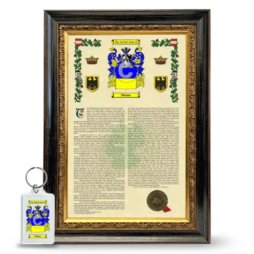 Ditmer Framed Armorial History and Keychain - Heirloom