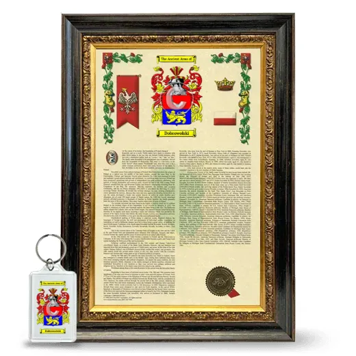 Dobrowolski Framed Armorial History and Keychain - Heirloom