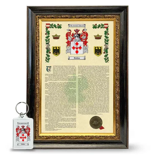 Dodun Framed Armorial History and Keychain - Heirloom