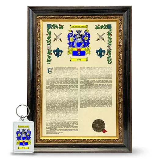Dody Framed Armorial History and Keychain - Heirloom