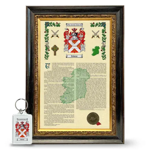 Doheny Framed Armorial History and Keychain - Heirloom