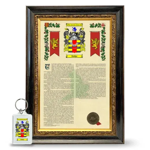 Doidge Framed Armorial History and Keychain - Heirloom